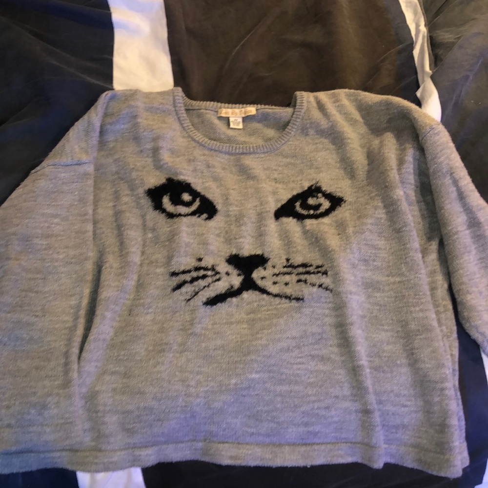 Gray Cozy Cat Sweater